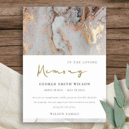 CHIC DUSKY WHITE GOLD AGATE BEILEID MEMORIAL DANKESKARTE