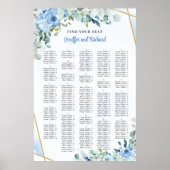 Chic Dusty blauen Blumen Goldrahmen Alphabetisch Poster (Vorne)