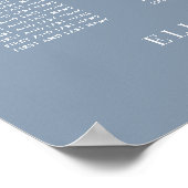 Chic Dusty Blue 12 Table Wedding Seating Chart Poster (Ecke)