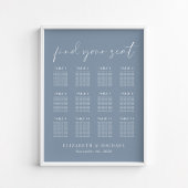 Chic Dusty Blue 12 Table Wedding Seating Chart Poster