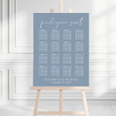 Chic Dusty Blue 16 Table Wedding Seating Chart Poster