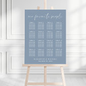 Chic Dusty Blue 16 Table Wedding Seating Chart Poster