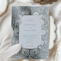 Chic Dusty Blue and Silver Foil Wedding