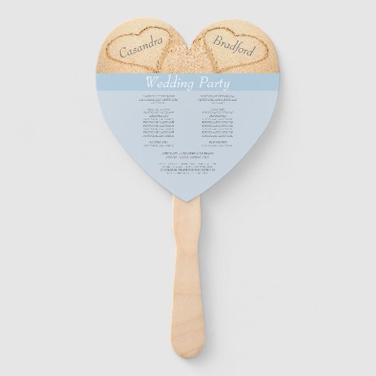 Chic Dusty Blue Beach Hochzeitsfeier Fächer (Rückseite)