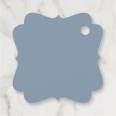 Chic Dusty Blue Blush Peach Floral Wedding Geschenkanhänger (Rückseite)