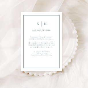 Chic Dusty Blue Border   Hochzeitsgast Details Begleitkarte