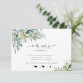 Chic Dusty Blue Botanical Wedding Meal RSVP Card (Stehend Vorderseite)