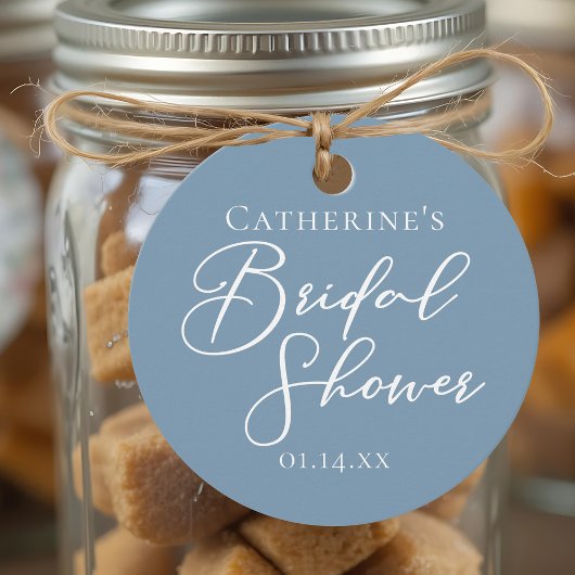 Chic Dusty Blue Brautparty Personalisiert Geschenkanhänger