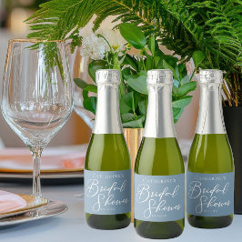 Chic Dusty Blue Brautparty White Personalisiert Schaumweinetikett