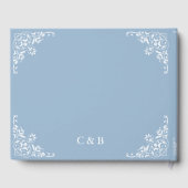 Chic Dusty Blue Elegante Wedding Guest Book Gästebuch (Rückseite)