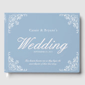 Chic Dusty Blue Elegante Wedding Guest Book Gästebuch (Vorderseite)