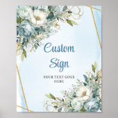 Chic Dusty Blue Eucalyptus Gold DIY Wedding Sign Poster (Vorne)