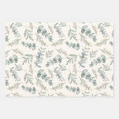 Chic Dusty Blue Eucalyptus Pattern Wedding Geschenkpapier Set (Vorderseite)