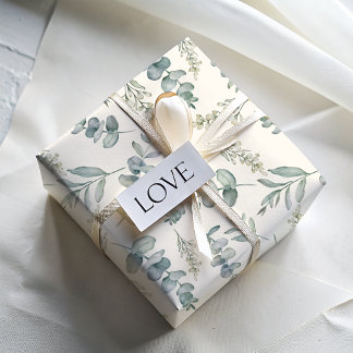 Chic Dusty Blue Eucalyptus Pattern Wedding Geschenkpapier Set