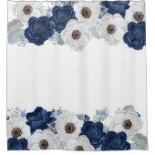 Chic Dusty Blue Floral Botanical Duschvorhang (Vorderseite)