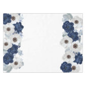Chic Dusty Blue Floral Botanical Tischdecke (Vorderseite (Horizontal))