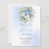 Chic Dusty Blue Floral Digital Wedding Invite Einladung (Vorderseite)