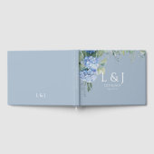 Chic Dusty Blue Floral Hydrangea Wedding Gästebuch (Voll)
