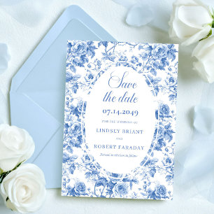 Chic Dusty Blue Floral Save the Date Hochzeitskart Einladung