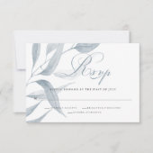Chic Dusty Blue Foliage Wedding Response RSVP Karte (Vorderseite)