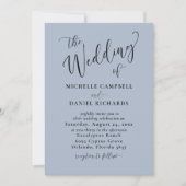 Chic Dusty Blue & Foto Wedding Einladung (Vorderseite)