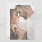 Chic Dusty Blue & Foto Wedding Einladung (Rückseite)