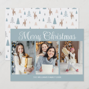 Chic Dusty Blue Frohe Weihnachten Foto Collage