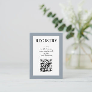 Chic Dusty Blue Hochzeitsregistrierungs-QR-Code Begleitkarte