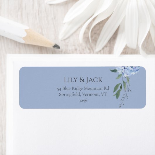 Chic Dusty Blue Hydrangea Rücksendeadresse (Insitu)