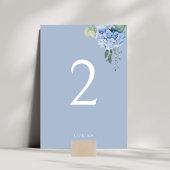 Chic Dusty Blue Hydrangea Wedding Tischnummer