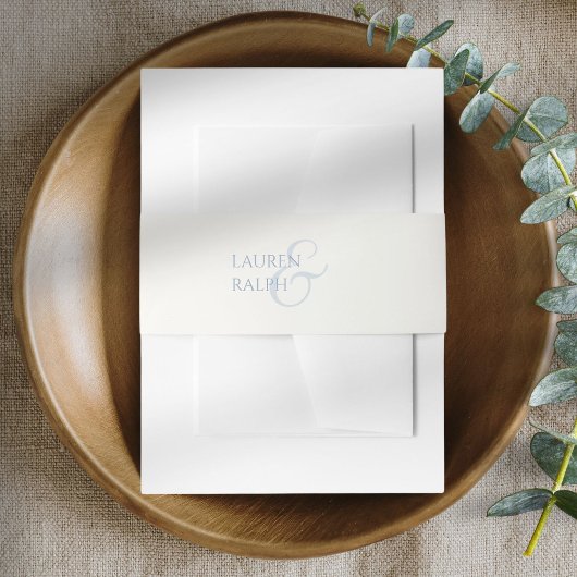 Chic Dusty Blue & Ivory Minimalistisch Script Wedd Einladungsbanderole