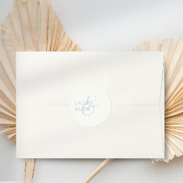 Chic Dusty Blue & Ivory Script Wedding Runder Aufkleber