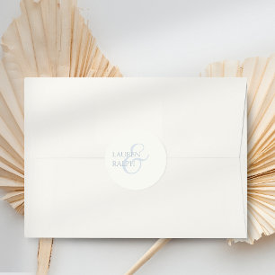 Chic Dusty Blue & Ivory Script Wedding Runder Aufkleber