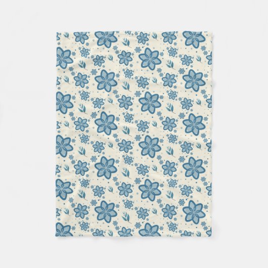 Chic Dusty Blue Jasmine & Botanical Fleece-Decke Fleecedecke (Vorderseite)