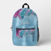 Chic dusty blue lila Tropfen tropfen Monogramm Bedruckter Rucksack (Vorderseite)