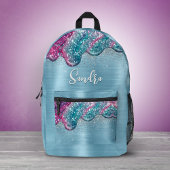 Chic dusty blue lila Tropfen tropfen Monogramm Bedruckter Rucksack