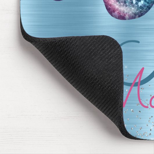 Chic dusty blue lila Tropfen tropfen Monogramm Mousepad (Ecke)