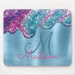 Chic dusty blue lila Tropfen tropfen Monogramm Mousepad