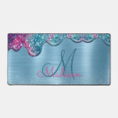 Chic dusty blue lila Tropfen tropfen Monogramm Schreibtischunterlage (Vorderseite)