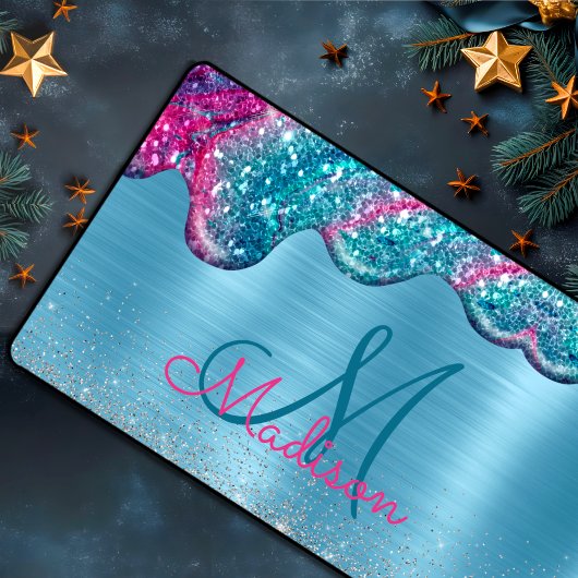 Chic dusty blue lila Tropfen tropfen Monogramm Schreibtischunterlage