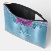 Chic dusty blue lila Tropfen tropfen Monogramm Zubehörtasche (Offen)