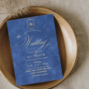 Chic Dusty Blue Minimalistisch Wedding Einladung