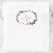Chic Dusty Blue Misty Rose Wreath Wedding Runder Aufkleber (Tasche)