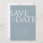 Chic Dusty Blue Modern Minimalistisch Save The Date (Vorderseite)