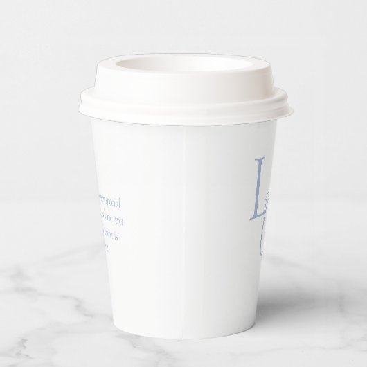 Chic Dusty Blue Monogram Script Event Wedding Pappbecher (Rechts)