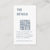 Chic Dusty Blue Morden Minimalistisch QR Code Wedd Begleitkarte (Vorderseite)