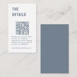 Chic Dusty Blue Morden Minimalistisch QR Code Wedd Begleitkarte