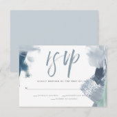 Chic Dusty Blue Painted Strokes Meal Choice RSVP Karte (Vorne/Hinten)