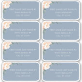Chic Dusty Blue Peach Floral Wedding Guest Address Aufkleber (Vorderseite)