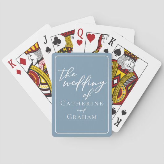 Chic Dusty Blue Personalisiert Wedding Spielkarten (Rückseite)